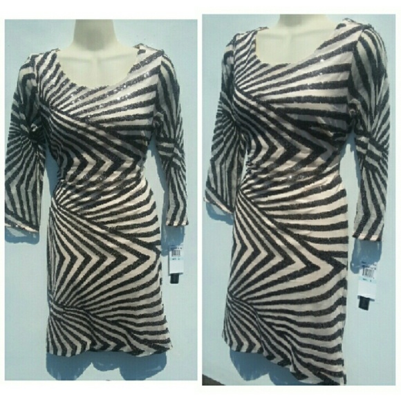 NWT! SPARKLE ELEGANT NUDE /BLACK SEQUIN DRESS SZ 5 - Picture 2 of 4