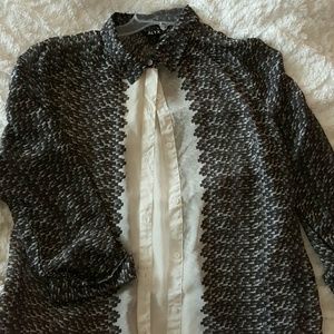 Black and white long-sleeve button-up