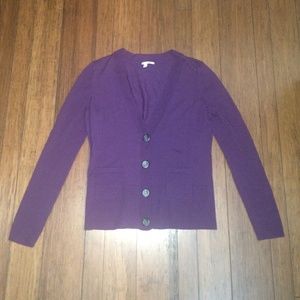 Purple Merino Wool Cardigan