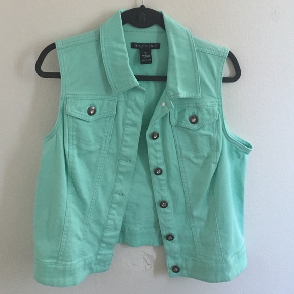 Baccini teal denim vest