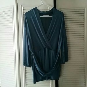 NY & Company Teal Wrap Style XL Blouse, Never Worn