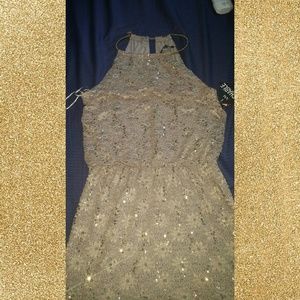 Gold Lace Halter Dress NWT