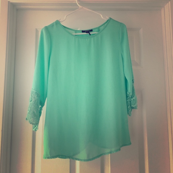Sheer mint blouse