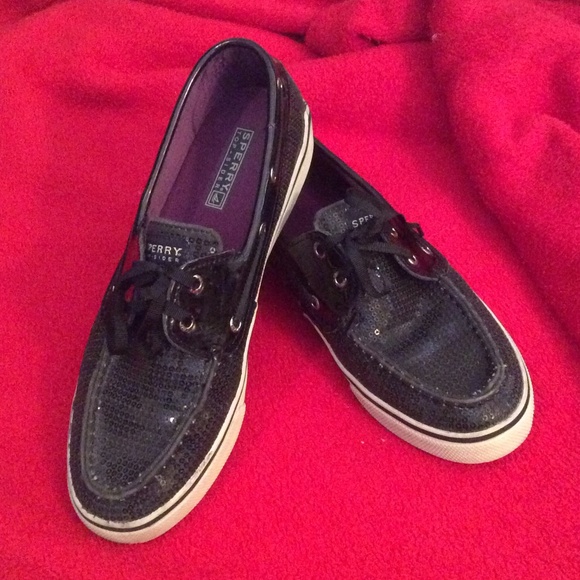 Black sequined Sperrys