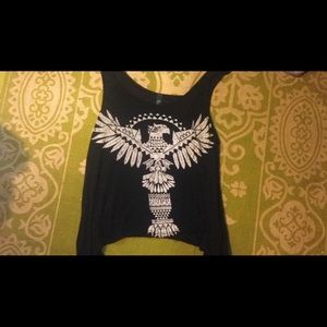 Black flowy tank top with Eagle design