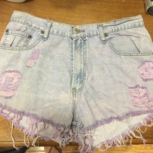 Denim high-waisted shorts