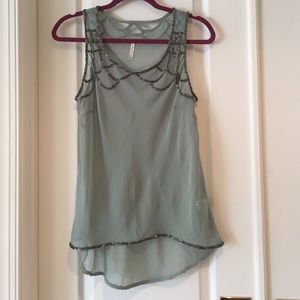 Willow & Clay sheer tank top with silver beading
