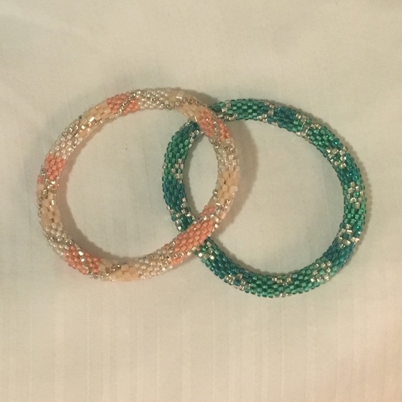 Pink and teal lilly and Laura bracelets