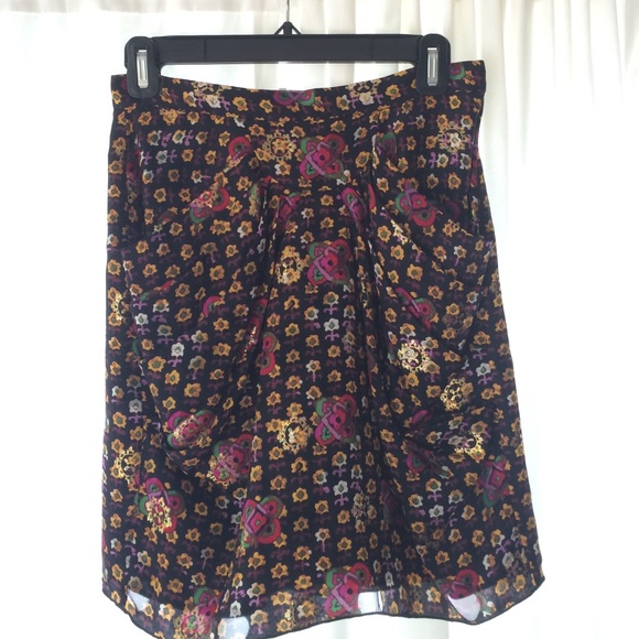Anna Sui floral silk skirt