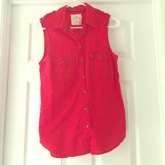 Polka dot print button down tank