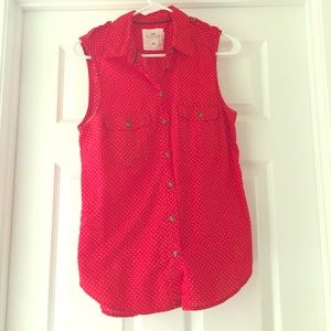 Polka dot print button down tank