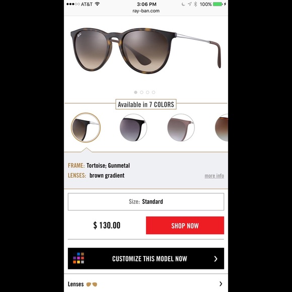 Authentic Ray Ban Erica sunglasses