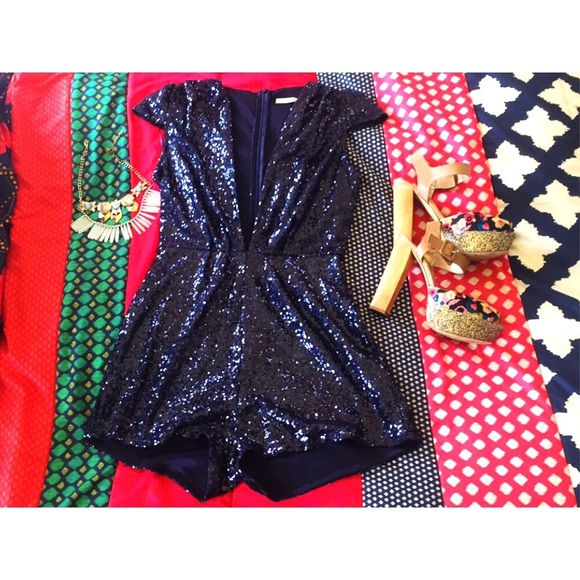 Sapphire blue sequin romper