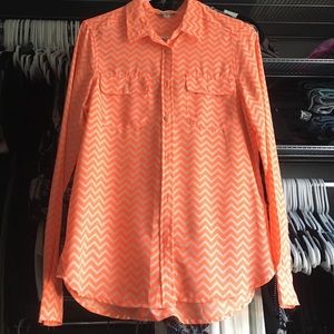 Coral and white chevron blouse