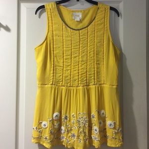 Yellow peplum beaded top