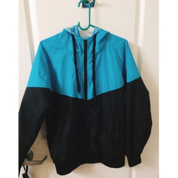 Blue and black windbreaker