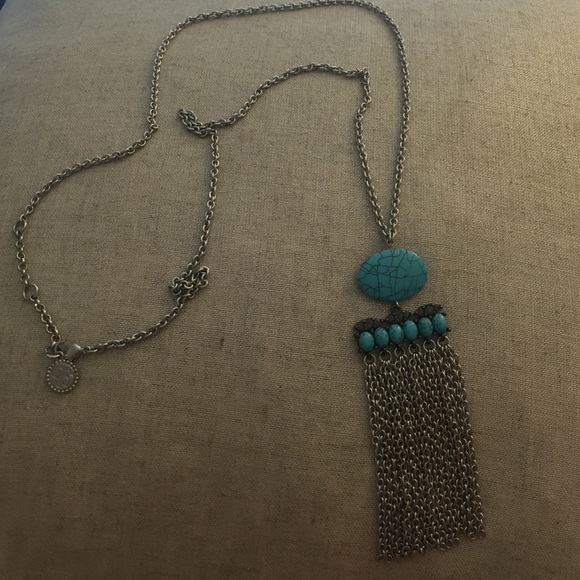 Jessica Simpson Turquoise Fringe Necklace
