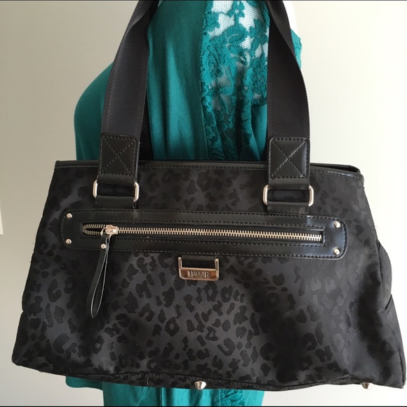 Black leopard print MaggiB roomy handbag