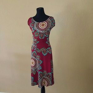 Gorgeous retro burgandy and teal paisley dress