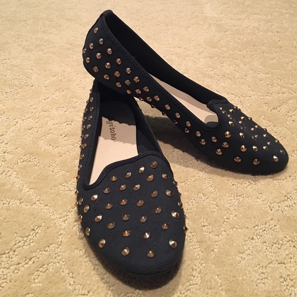 Black studded flats