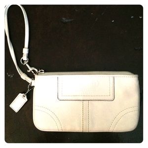White leather Coach wristlet