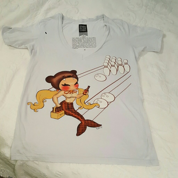 Tops - Mermaid with beer bowling t shirt
