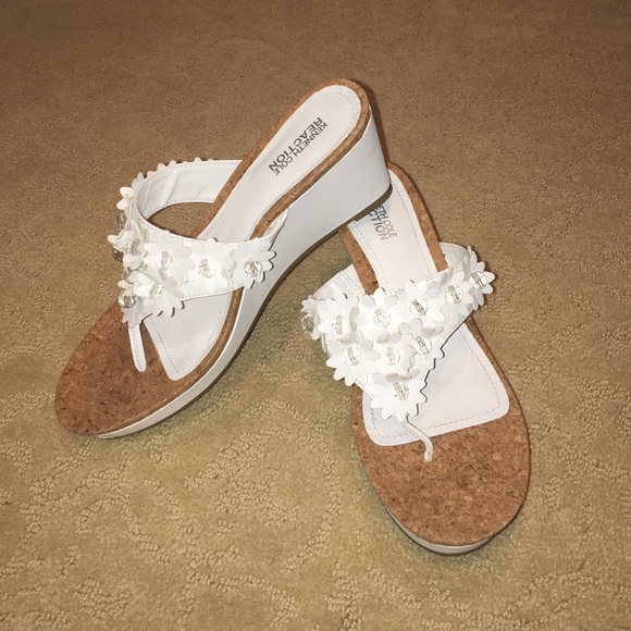 White floral wedges