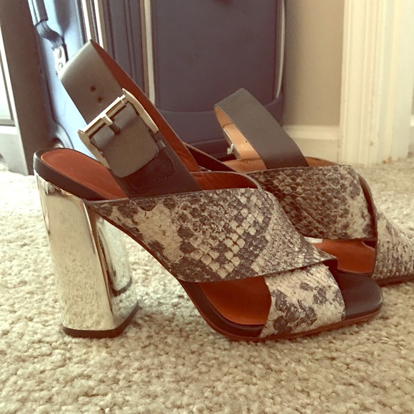 Rebecca Minkoff snakeskin strappy sandals