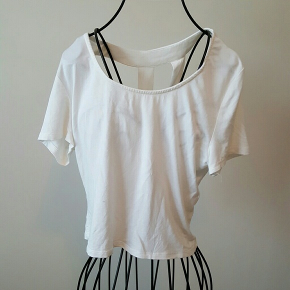 Size Medium White Crop Top with Back Cutouts