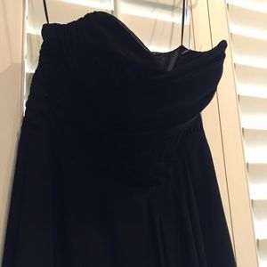 Nice black strapless cocktail dress.