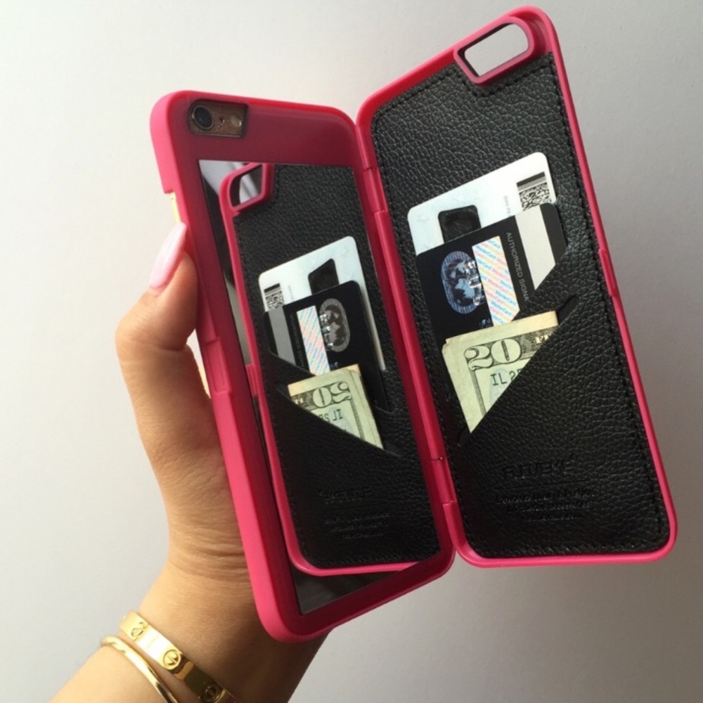 ✨ 1 Case ! Mirror & Wallet Case Pink