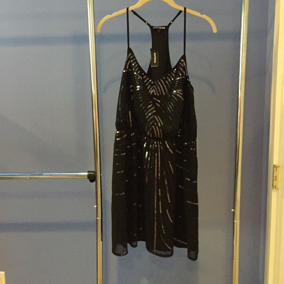 NWT sequin black dress size Large from express