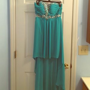 Turquoise high low homecoming dress
