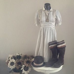 Free people cream cotton dress with side zip