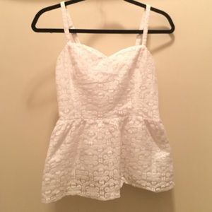 Lilly Pulitzer white lace peplum top