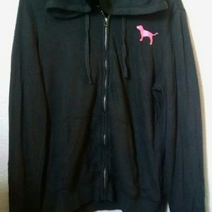 VS PINK black zip-up hoodie