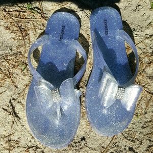 Express glitter bow flip flop