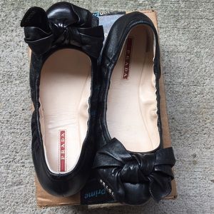 Prada Leather Bow flats