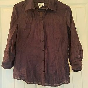 Loft Buttondown sheer pinstripe blouse