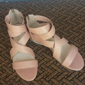 Light pink strappy heeled sandals