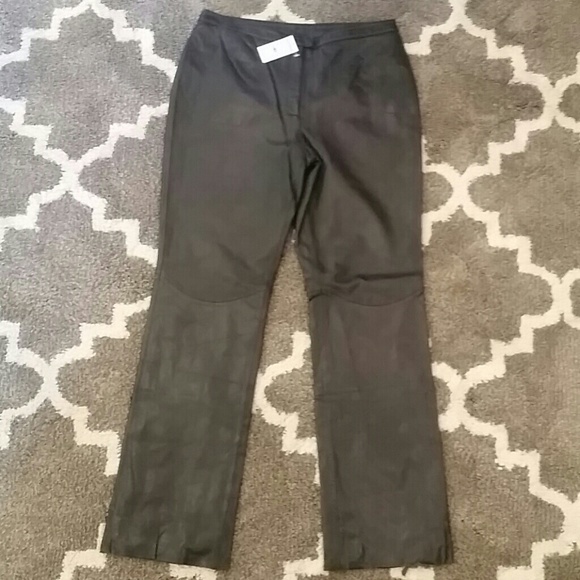 NEW Genuine leather black pants size 11/12