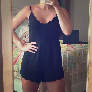 Black scallop romper