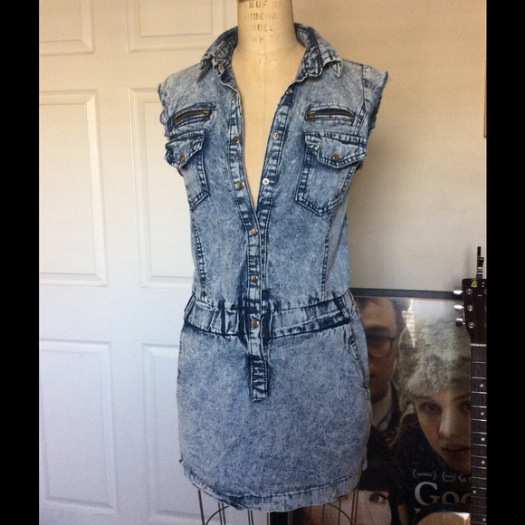 Sexy denim minidress. Grunge. Punk. Rocker chick