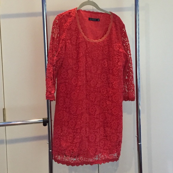 Coral lace shift dress size XL