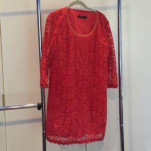 Coral lace shift dress size XL