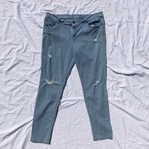 Worn torn jeans