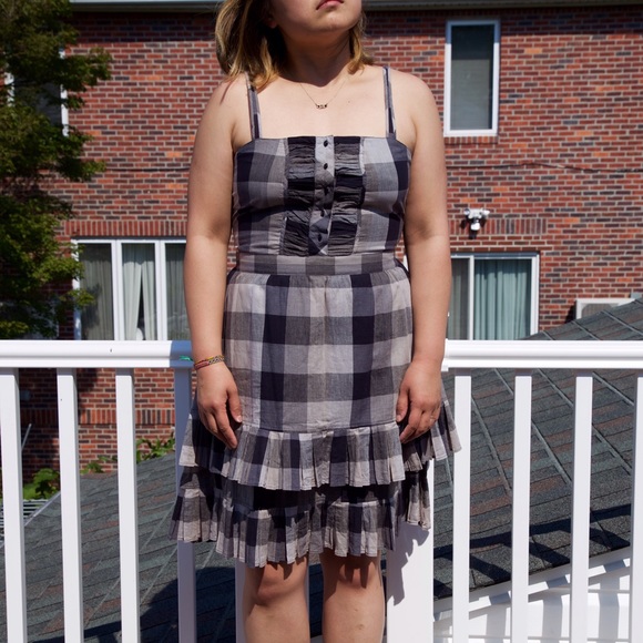 Trovata Checkered Dress with Tiered Pleats