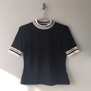 Monki sporty striped trim turtleneck shirt