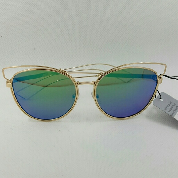 BIG ROUND CAT WIRE MIRROR LENS FASHION SUNGLASSE - Picture 2 of 3