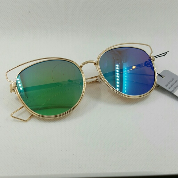 BIG ROUND CAT WIRE MIRROR LENS FASHION SUNGLASSE - Picture 3 of 3